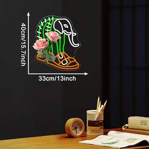 โคมไฟนีออนแอลอีดีสไตล์อิตาลีรูปการ์ตูนตลกรูปสัตว์ตะบองเพชรติดผนังสำหรับห้องนอนคลับคาเฟ่ - Product Image 4