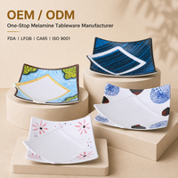 Onbreekbare, vaatwasmachinebestendige, Japanse stijl A5 restaurant serveerschalen, vierkante sushi melamine borden