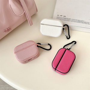 เคสหนัง PU ลายลิ้นจี่สีเรียบง่ายสำหรับ Apple Airpods 3 Pro 2  ฝาครอบหูฟังไร้สายพร้อมกล่องชาร์จสำหรับ Airpods 4 - Product Image 5