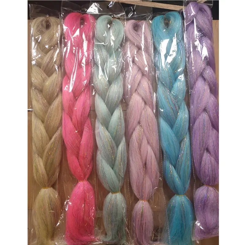 Extensiones de cabello trenzado, accesorio de cabello sintético con purpurina Jumbo, Ombre africano, OEM de fábrica