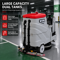 Nettoyeur de sols robuste 210 kg, brosse à pression, largeur 660 mm, réservoir de récupération 90 L pour béton, époxy et sols industriels à grande échelle
