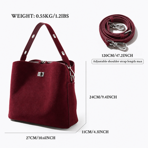 High Quality National Fashion Vintage Suede Hobo Bag Slouchy Large Capacity 3-5L Portable Genuine <b>Leather</b> Shoulder <b>Purse</b> Women - Product Image 2