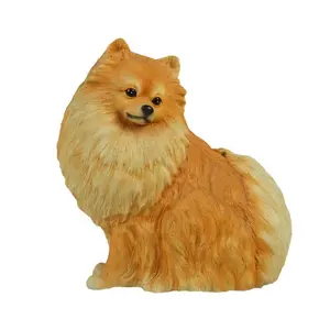 Oem Pomeranian Standbeeld Home Decor Wit Dier Hond Beeldje Pommeren Hars Puppy Standbeeld Hond Liefhebber Geschenken Realistische Hars Hond