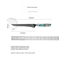 Couteau à désosser commercial VG10 en acier Damas, manche en résine, 15 cm, tranchant pour la découpe des os, idéal pour la viande de bœuf/porc et l'abattage.
