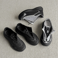 Hambo Nouvelles Baskets Tendance à Fermeture Éclair, Tige en Maille, Semelle Épaisse, Chaussures de Marche Respirantes et Légères, à Enfiler, Décontractées et Sportives