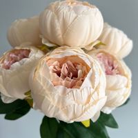 Fleurs Artificielles en Gros, Fleurs en Soie Blanches et Roses Effet Naturel, Pivoines Artificielles à 7 Têtes, Fleurs Artificielles en Soie