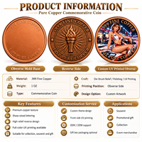 Pièce de monnaie commémorative en cuivre pur 999 de 1 oz, motif Cowgirl canadienne, feuille d'érable, paysage montagneux, pièce d'art de collection, vente en gros