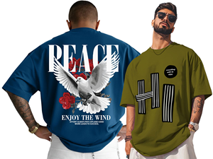 Camiseta de manga corta extragrande para hombre, camiseta estampada de mezcla de algodón, ropa de calle de verano - Product Image 1