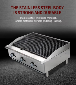 Parrilla vertical comercial de acero inoxidable de 36 pulgadas a gas con piedras de lava para asar carne, máquina de asar carne a gas para bistro - Product Image 6
