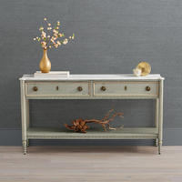 Console en chêne massif de style néoclassique français, avec étagère ouverte, pour hôtels et salles à manger
