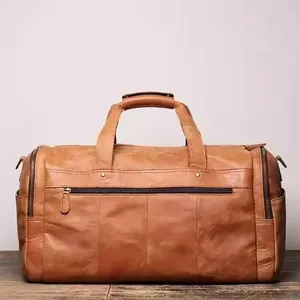 New Arrival Fashion Genuine Leather <b>Men</b> Casual <b>Travel</b> <b>Bag</b> Overnight Waterproof Large-Capacity Luggage Duffle <b>Bag</b> Zipper Closure - Product Image 4