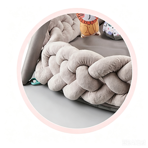Transat bébé en flanelle douce tressée avec pare-chocs, tapis d'éveil et <span class=keywords><strong>de</strong></span> jeu en coton doux pour bébé, piscine à balles modulable - Product Image 4