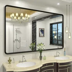 Alumínio Framed Wall Mounted Mirror Vanity Mirror 4mm Silver banheiro Framed Mirror