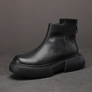 Botas de Motociclista de Cuero Vintage para Hombre, Estilo Biker con Hebillas y Tiras, Tacón Grueso, Zapatos Casuales y Atrevidos - Product Image 1