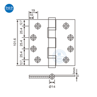 Charnière de porte à double roulement à billes 3,5 x 3,5 x 2,5 mm en acier inoxydable, charnières de porte à angle carré