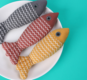 Juguete interactivo de lino para gato, hierba gatera, pescado, de peluche, venta al por mayor - Product Image 2
