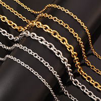 Chaîne croisée O Link imperméable |   Chaîne à maillons ronds en acier inoxydable plaqué or 18 carats PVD pour la création de colliers et bracelets DIY