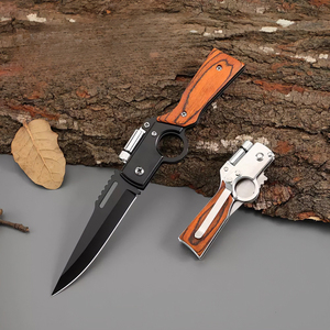 Couteau tactique de survie en jungle de haute qualité OEM/ODM/DIY avec mini lampe torche LED, manche en bois massif, couteau EDC tranchant - Product Image 4