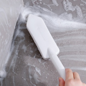 V-Shaped 2-in-1 Plastic Floor <b>Scrubbing</b> <b>Brush</b> with Long Handle for Cleaning Shower Tiles and Floors Designed for Bathroom Use - Product Image 2