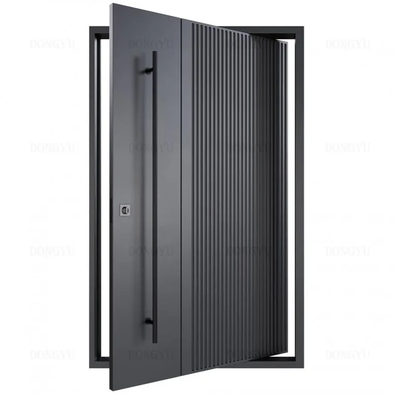 Американская Простая Вертикальная Декоративная полоса, изысканный литой алюминиевый дизайн, передняя дверь главного входа, металлическая Поворотная дверь для дома