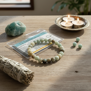 Gemstone Certified 8mm Elastic Amazonite <b>Bracelet</b> Semi-Precious Stone Craft with Certificate Card Gemstone Jewelry - Product Image 3