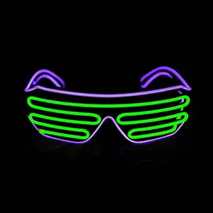 New light-emitting El line neon carnival glasses Blinds sunshade glasses Light-emitting LED sunglasses