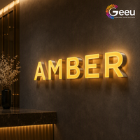 Enseignes lumineuses 3D en acrylique personnalisées avec logo LED, lettres en résine ambrée, affichage lumineux pour comptoir de marque et mur d'accentuation