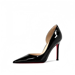 Zapatos de tacón fino con punta, sin cordones, de <span class=keywords><strong>charol</strong></span> liso, con forro de piel de oveja, color nude, con parte inferior roja y diseño de una sola capa. - Product Image 4