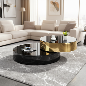 <span class=keywords><strong>Table</strong></span> <span class=keywords><strong>basse</strong></span> <span class=keywords><strong>ronde</strong></span> minimaliste moderne avec plateau en verre trempé <span class=keywords><strong>et</strong></span> pieds en acier inoxydable <span class=keywords><strong>noir</strong></span> <span class=keywords><strong>et</strong></span> <span class=keywords><strong>or</strong></span> pour le mobilier de salon - Product Image 2