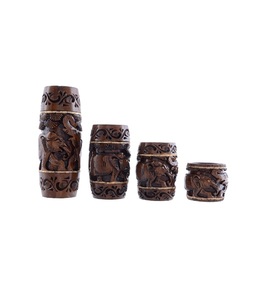 Juego de Portavelas de Madera Hechos a Mano, Diseño Redondo Tallado Tradicional, Decoración de Mesa para Interiores, Pieza de Arte para Sala de Estar - Product Image 1