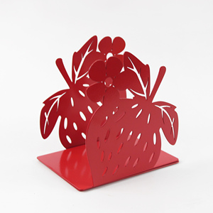New Design Decorative Red Strawberry Iron Metal Bookends with Non-slip Pad for Kids Desk <b>School</b> Office Desk Decoration - Product Image 1