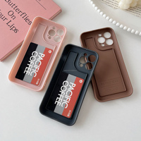 Étui de téléphone en silicone souple avec porte-cartes intégré pour 13 Pro Max, fente pour carte cachée à l'intérieur, surface mate, protection antichoc