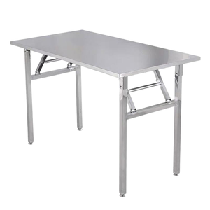 Stainless Steel <b>Folding</b> <b>Table</b> with <b>Adjustable</b> Legs Heavy Duty Commercial Work <b>Table</b> for Restaurant Kitchen Catering - Product Image 1
