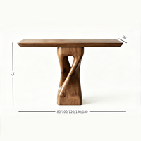 Table console en bois massif, table d'entrée naturelle, base torsadée sculpturale, meuble de couloir de style chinois, table d'appoint décorative
