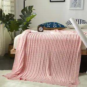 Knitted Cotton Super Soft Blanket For Soft Skin-friendly Stretch Cotton Throw Blanket For Bed