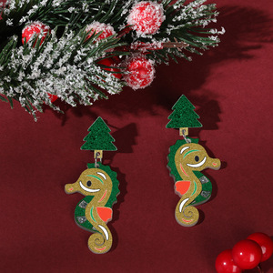 Fully Managed European American New Environmental Stud <b>Earrings</b> Christmas Tree Hippopotamus Crocodile <b>Giraffe</b> - Product Image 4