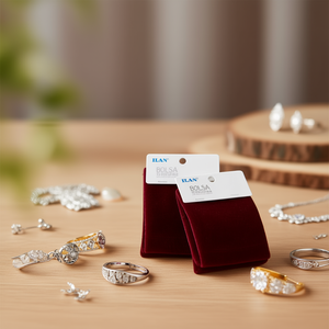 Bolsa de terciopelo Ilan 6x8 cm color borgoña, 2 piezas, para guardar joyas - Product Image 2