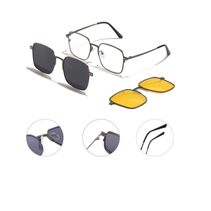 Jessjor 3-en-1 Marcos de anteojos magnéticos Cómodas gafas de <span class=keywords><strong>sol</strong></span> polarizadas <span class=keywords><strong>con</strong></span> clip intercambiables 7013 <span class=keywords><strong>Lentes</strong></span> magnéticas Made Tac - Product Image 1