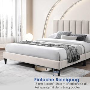 <span class=keywords><strong>Lit</strong></span> moderne rembourré avec cadre à lattes, <span class=keywords><strong>lit</strong></span> double, couverture douce, tête <span class=keywords><strong>de</strong></span> <span class=keywords><strong>lit</strong></span> rembourrée, matelassage vertical, cadre robuste, confort <span class=keywords><strong>de</strong></span> couchage élevé - Product Image 2