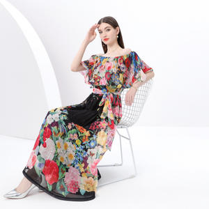 Abito <span class=keywords><strong>lungo</strong></span> floreale plissettato <span class=keywords><strong>monospalla</strong></span> - Product Image 5