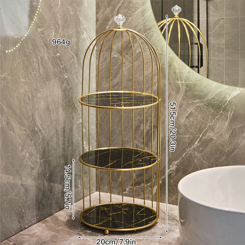 Three-tier birdcage shelf [UV Black Gold]