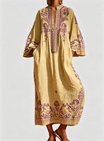 Robe sans manches pour femme, style vintage, écologique, à imprimé floral ethnique, coupe ample, col mandarin, taille empire