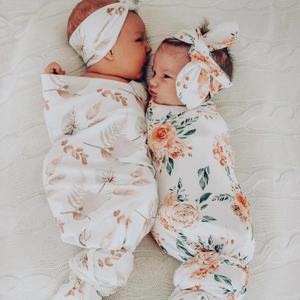طقم قماط ناعم للأطفال حديثي الولادة من القطن العضوي ، مع ربطة رأس - Product Image 2