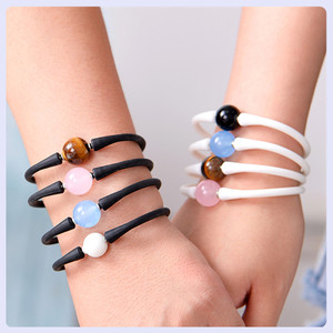 กำไลข้อมือซิลิโคนไข่มุกน้ำจืดธรรมชาติขนาด 9-11 มม. ปรับแต่งได้ สีสันสดใส กันน้ำ แฟชั่นประดับด้วยหิน - Product Image 3