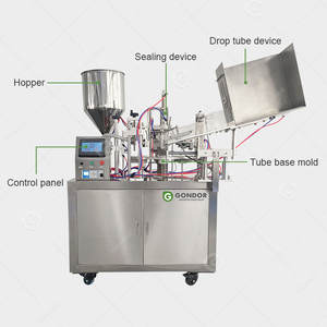Manual Hand Cream Toothpaste Plastic Aluminum Hot Air Bottom Semi <b>Automatic</b> Tube Fill and Seal Machine - Product Image 4