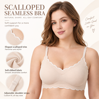 Soutien-gorge sans fil côtelé en nylon, sans couture, à bretelles élastiques réglables, avec bord ondulé, pour usage quotidien – Vente en gros usine