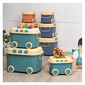 Boîte de rangement pour enfants <span class=keywords><strong>en</strong></span> forme mignonne, <span class=keywords><strong>coffre</strong></span> de rangement pour jouets et livres, conteneur de rangement <span class=keywords><strong>en</strong></span> <span class=keywords><strong>plastique</strong></span> de dessin animé avec roulettes pour les jouets des enfants - Product Image 1