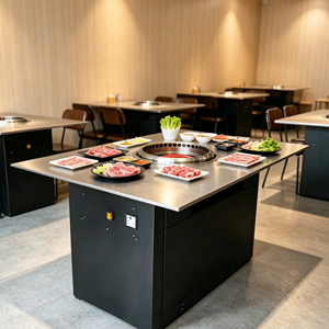 Table de barbecue commerciale Jilu en acier inoxydable, facilement démontable, sans fumée, auto-purifiante, avec échappement inférieur pour la restauration - Product Image 1