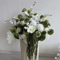Boule de fleurs artificielles personnalisée PPS, blanche, pour centre de table de mariage, décoration de table pour événements de mariage