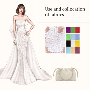 Tissu de maille de polyester blanc Offre Spéciale avec dentelle de bordure de broderie de paillettes pour les accessoires de robe de mariée pour les mariages - Product Image 5